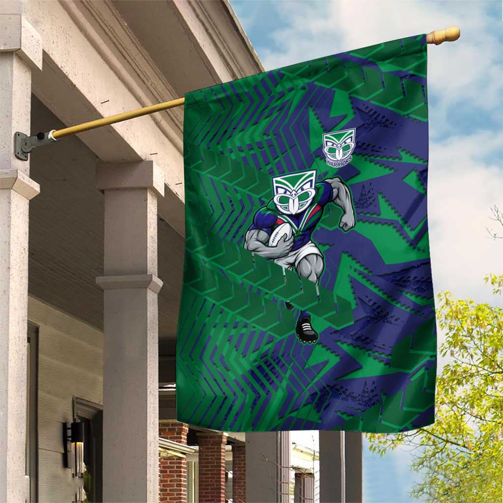 New Zealand Warriors Rugby Garden Flag Fierce Mascot Geometric Tribal Art