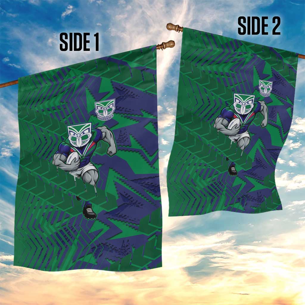 New Zealand Warriors Rugby Garden Flag Fierce Mascot Geometric Tribal Art