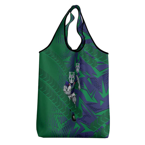 New Zealand Warriors Rugby Grocery Bag Fierce Mascot Geometric Tribal Art