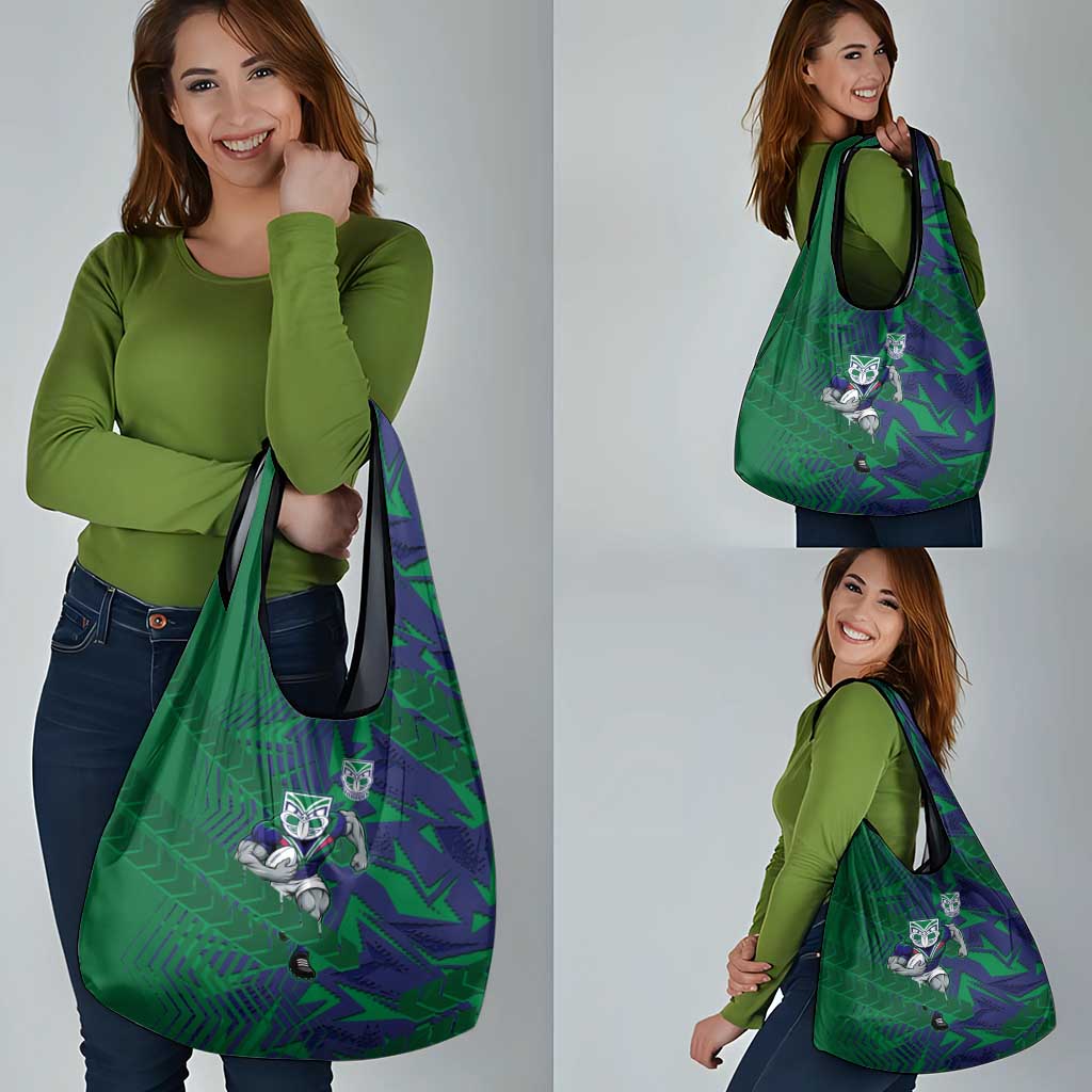New Zealand Warriors Rugby Grocery Bag Fierce Mascot Geometric Tribal Art