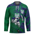 New Zealand Warriors Rugby Hockey Jersey Fierce Mascot Geometric Tribal Art