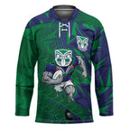 New Zealand Warriors Rugby Hockey Jersey Fierce Mascot Geometric Tribal Art