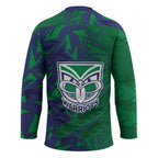New Zealand Warriors Rugby Hockey Jersey Fierce Mascot Geometric Tribal Art