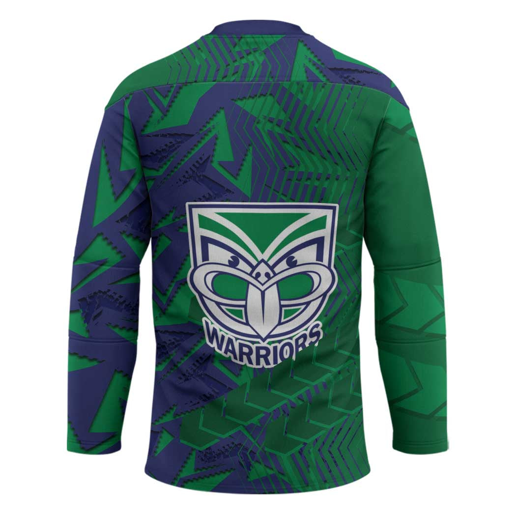New Zealand Warriors Rugby Hockey Jersey Fierce Mascot Geometric Tribal Art