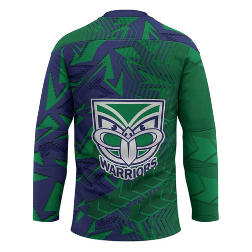New Zealand Warriors Rugby Hockey Jersey Fierce Mascot Geometric Tribal Art