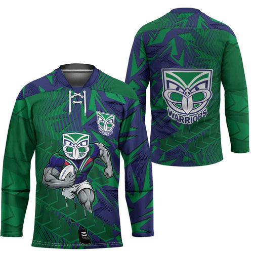 New Zealand Warriors Rugby Hockey Jersey Fierce Mascot Geometric Tribal Art