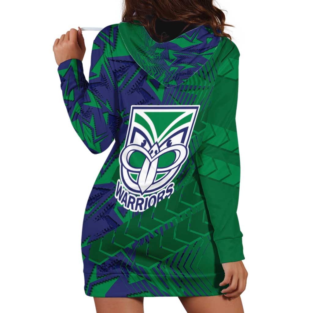 New Zealand Warriors Rugby Hoodie Dress Fierce Mascot Geometric Tribal Art