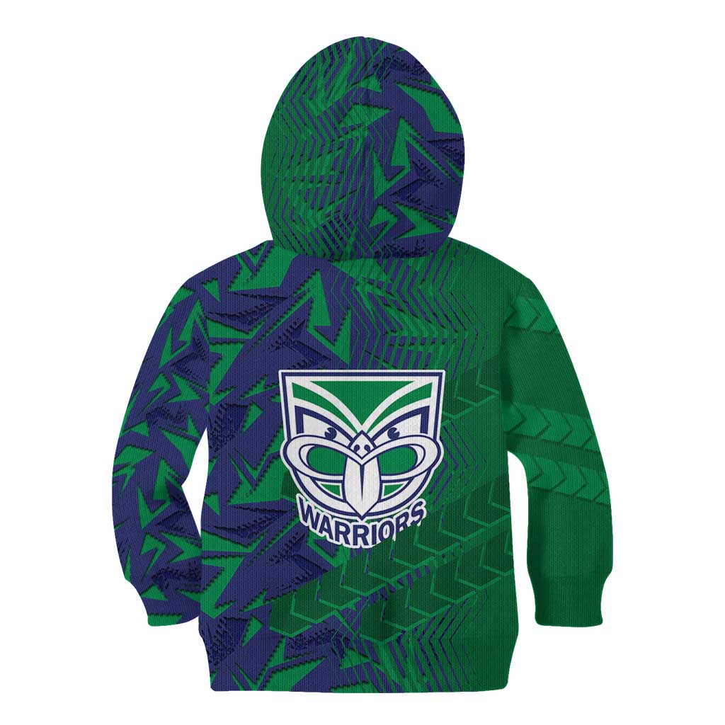 New Zealand Warriors Rugby Kid Hoodie Fierce Mascot Geometric Tribal Art