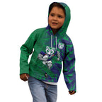 New Zealand Warriors Rugby Kid Hoodie Fierce Mascot Geometric Tribal Art