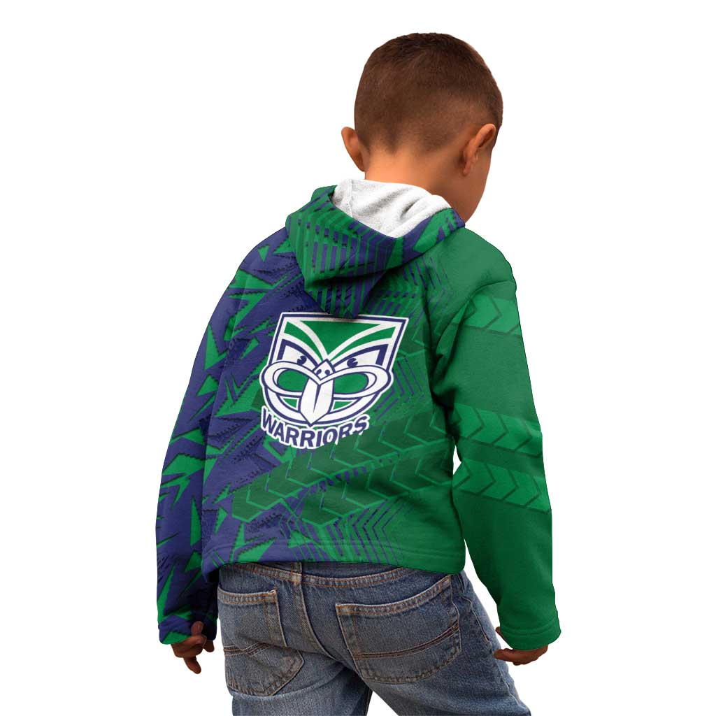 New Zealand Warriors Rugby Kid Hoodie Fierce Mascot Geometric Tribal Art