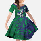 New Zealand Warriors Rugby Kid Short Sleeve Dress Fierce Mascot Geometric Tribal Art