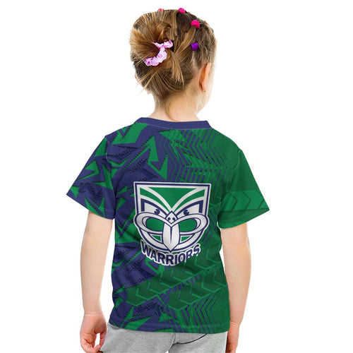 New Zealand Warriors Rugby Kid T Shirt Fierce Mascot Geometric Tribal Art