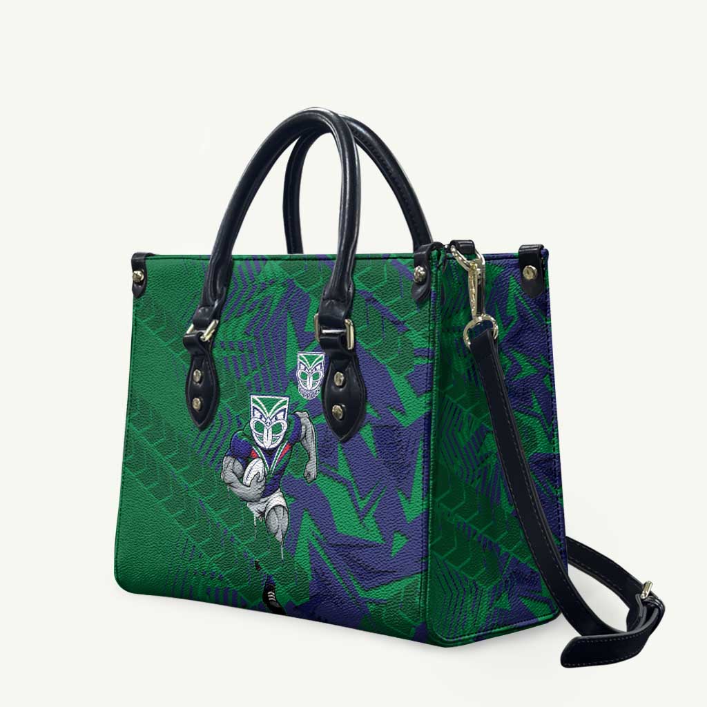 New Zealand Warriors Rugby Leather Bag Fierce Mascot Geometric Tribal Art