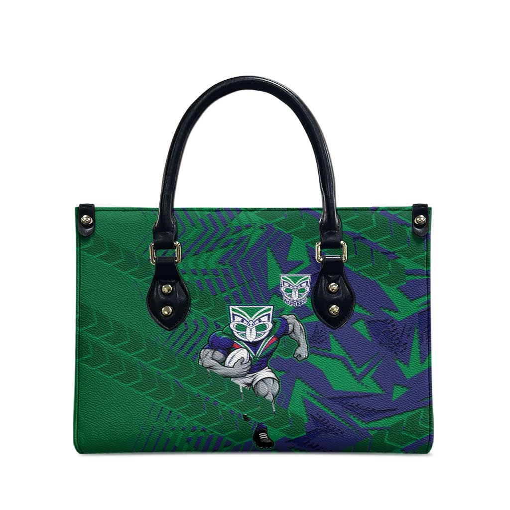 New Zealand Warriors Rugby Leather Bag Fierce Mascot Geometric Tribal Art