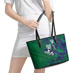 New Zealand Warriors Rugby Leather Tote Bag Fierce Mascot Geometric Tribal Art