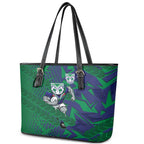 New Zealand Warriors Rugby Leather Tote Bag Fierce Mascot Geometric Tribal Art
