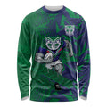 New Zealand Warriors Rugby Long Sleeve Shirt Fierce Mascot Geometric Tribal Art