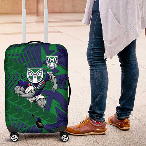 New Zealand Warriors Rugby Luggage Cover Fierce Mascot Geometric Tribal Art