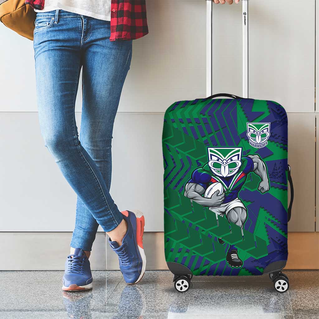 New Zealand Warriors Rugby Luggage Cover Fierce Mascot Geometric Tribal Art