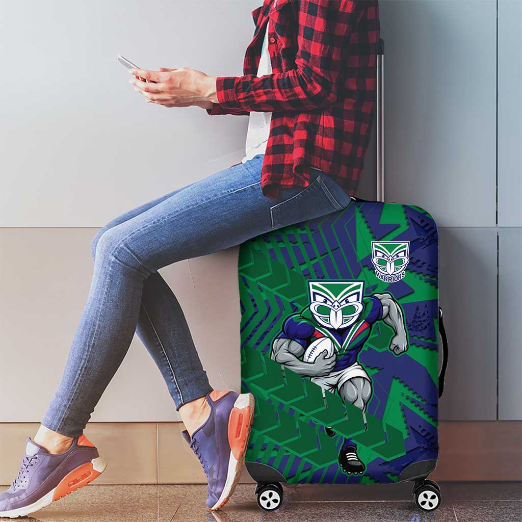 New Zealand Warriors Rugby Luggage Cover Fierce Mascot Geometric Tribal Art