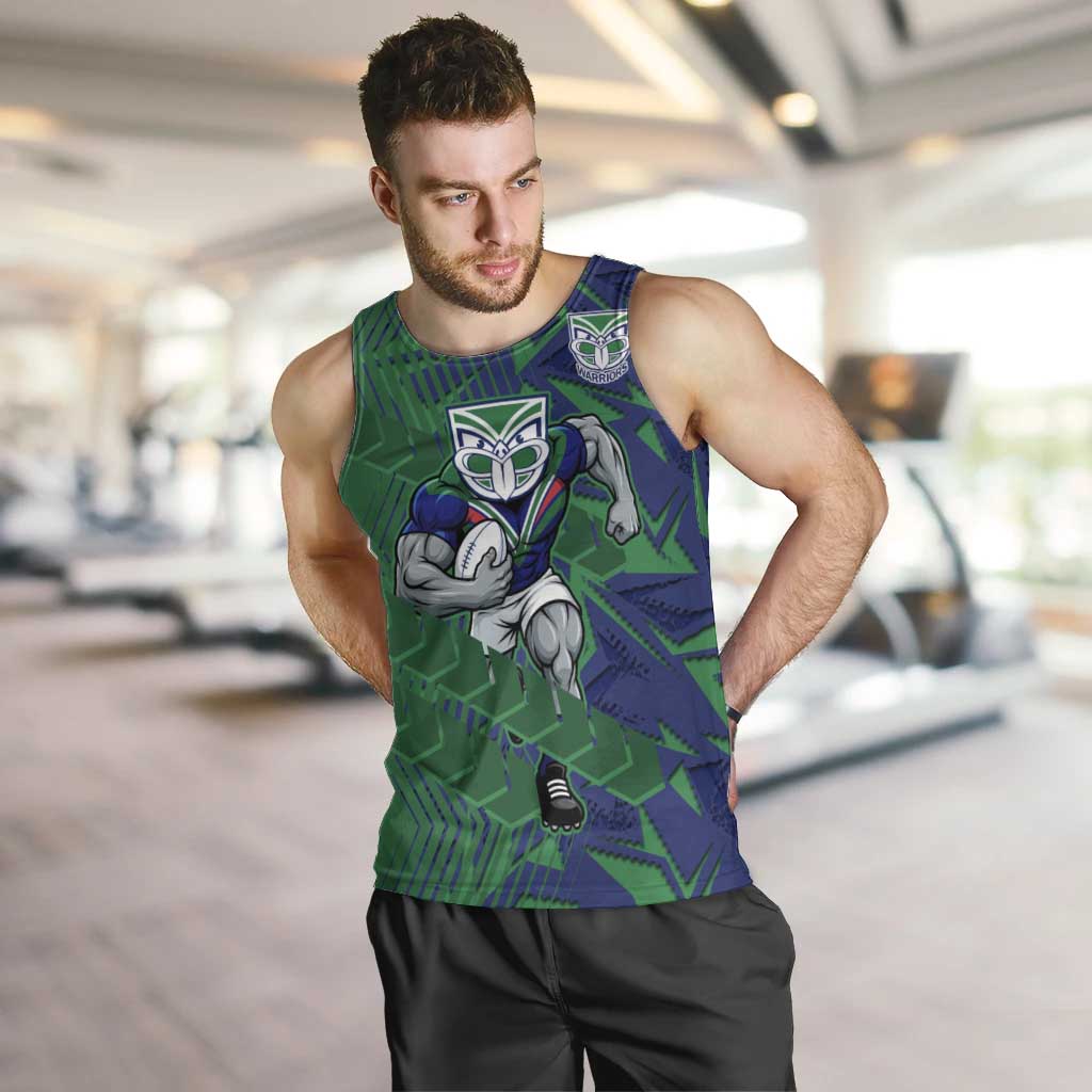 New Zealand Warriors Rugby Men Tank Top Fierce Mascot Geometric Tribal Art