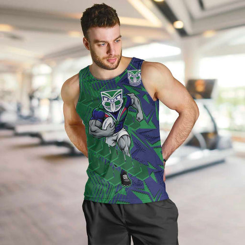 New Zealand Warriors Rugby Men Tank Top Fierce Mascot Geometric Tribal Art