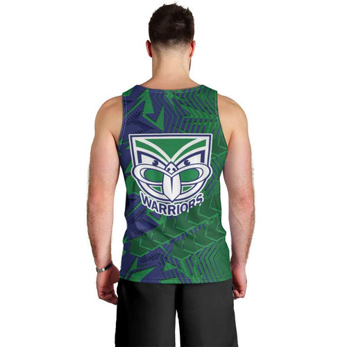 New Zealand Warriors Rugby Men Tank Top Fierce Mascot Geometric Tribal Art