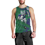 New Zealand Warriors Rugby Men Tank Top Fierce Mascot Geometric Tribal Art