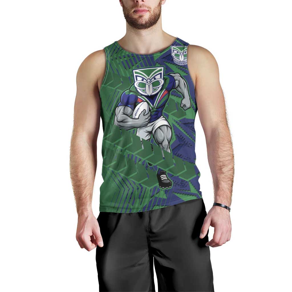 New Zealand Warriors Rugby Men Tank Top Fierce Mascot Geometric Tribal Art