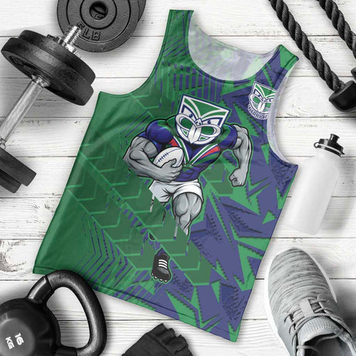 New Zealand Warriors Rugby Men Tank Top Fierce Mascot Geometric Tribal Art
