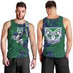 New Zealand Warriors Rugby Men Tank Top Fierce Mascot Geometric Tribal Art