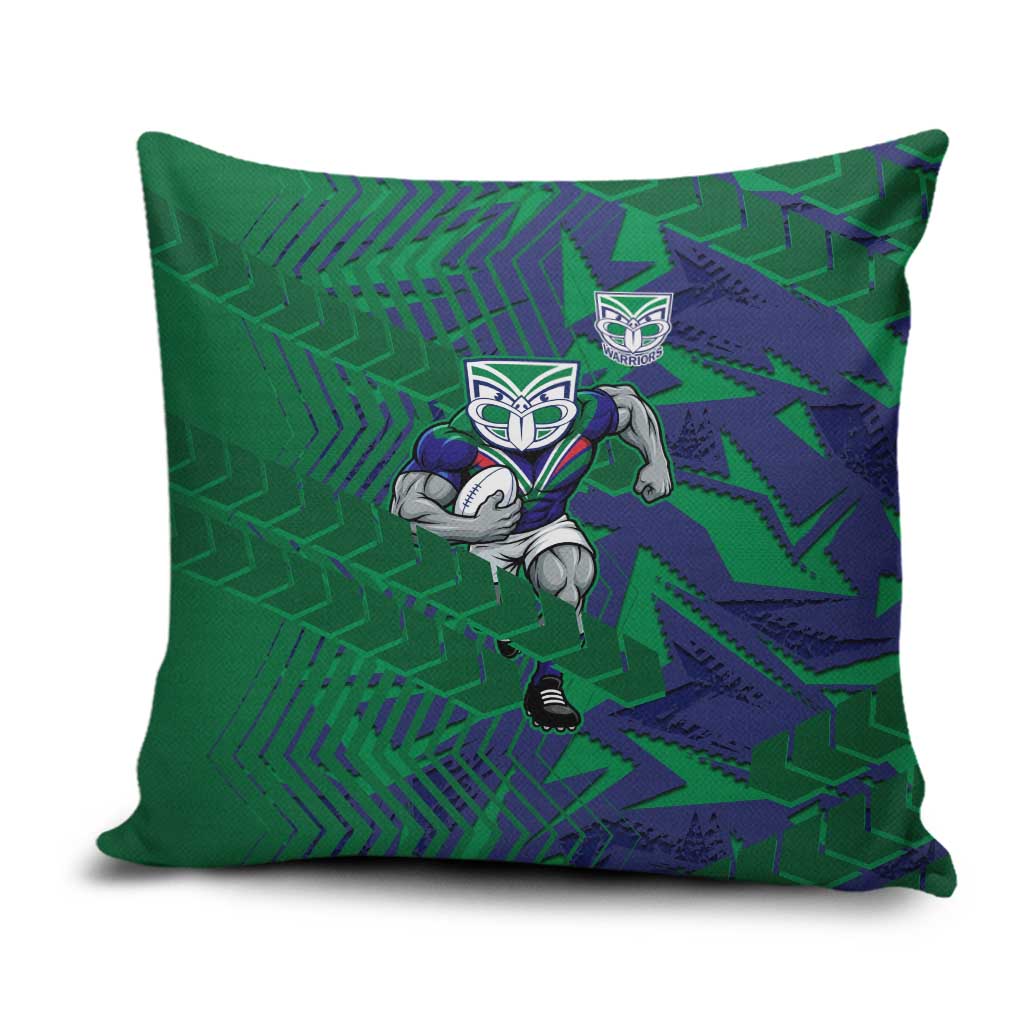 New Zealand Warriors Rugby Pillow Cover Fierce Mascot Geometric Tribal Art