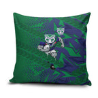 New Zealand Warriors Rugby Pillow Cover Fierce Mascot Geometric Tribal Art