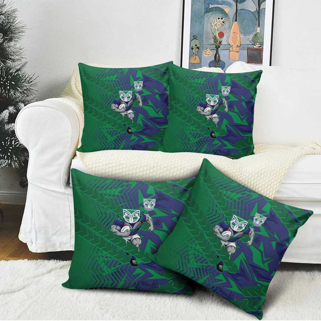 New Zealand Warriors Rugby Pillow Cover Fierce Mascot Geometric Tribal Art