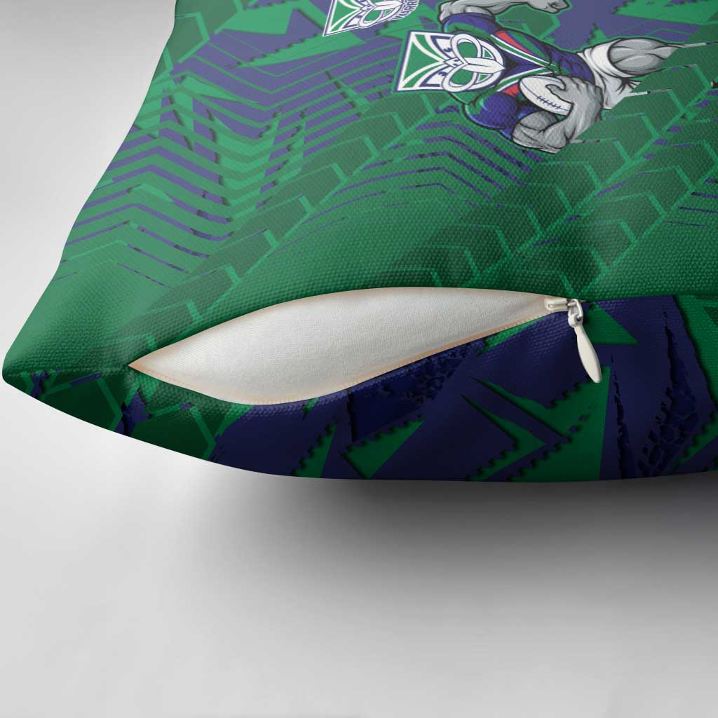 New Zealand Warriors Rugby Pillow Cover Fierce Mascot Geometric Tribal Art