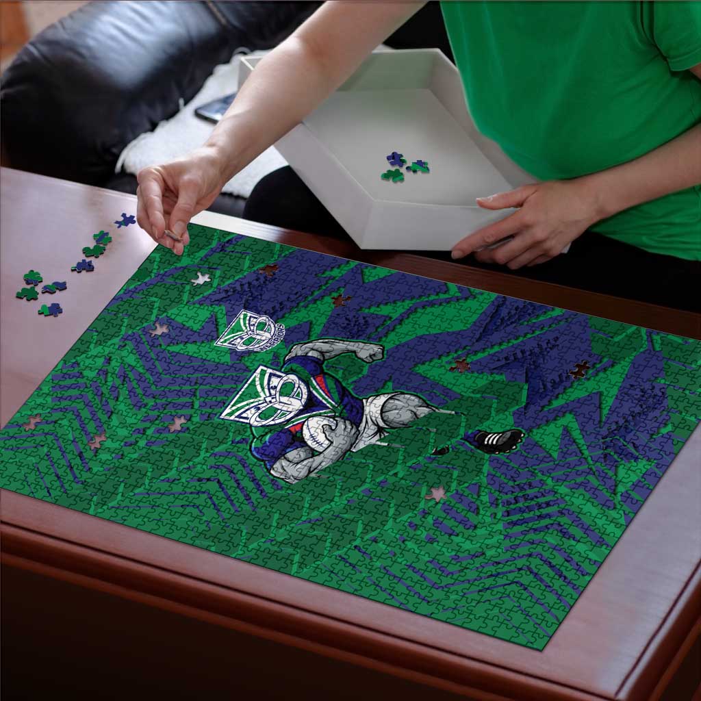 New Zealand Warriors Rugby Puzzle Fierce Mascot Geometric Tribal Art
