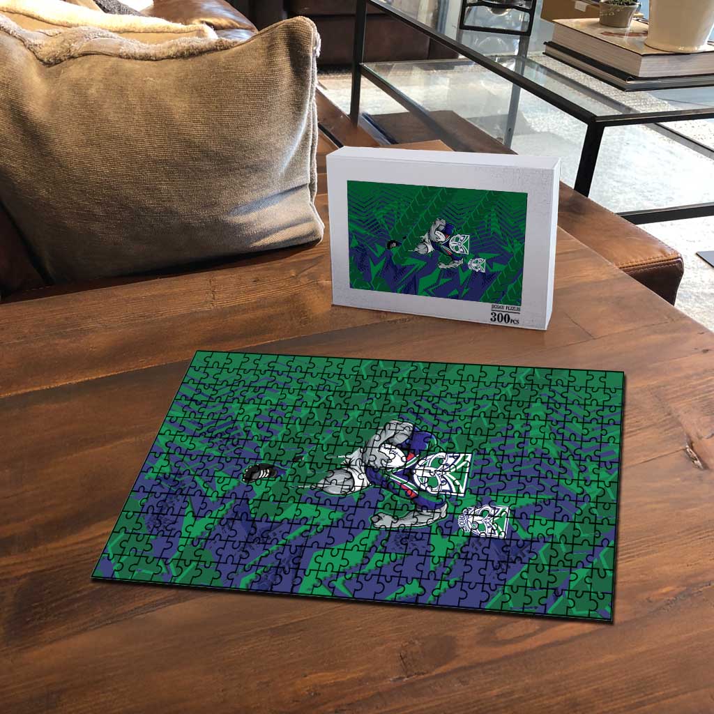 New Zealand Warriors Rugby Puzzle Fierce Mascot Geometric Tribal Art