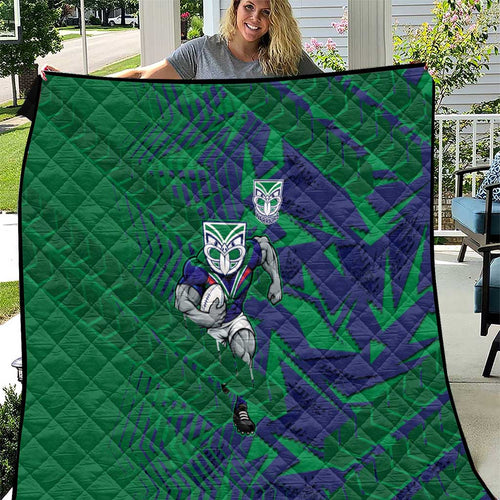 New Zealand Warriors Rugby Quilt Fierce Mascot Geometric Tribal Art