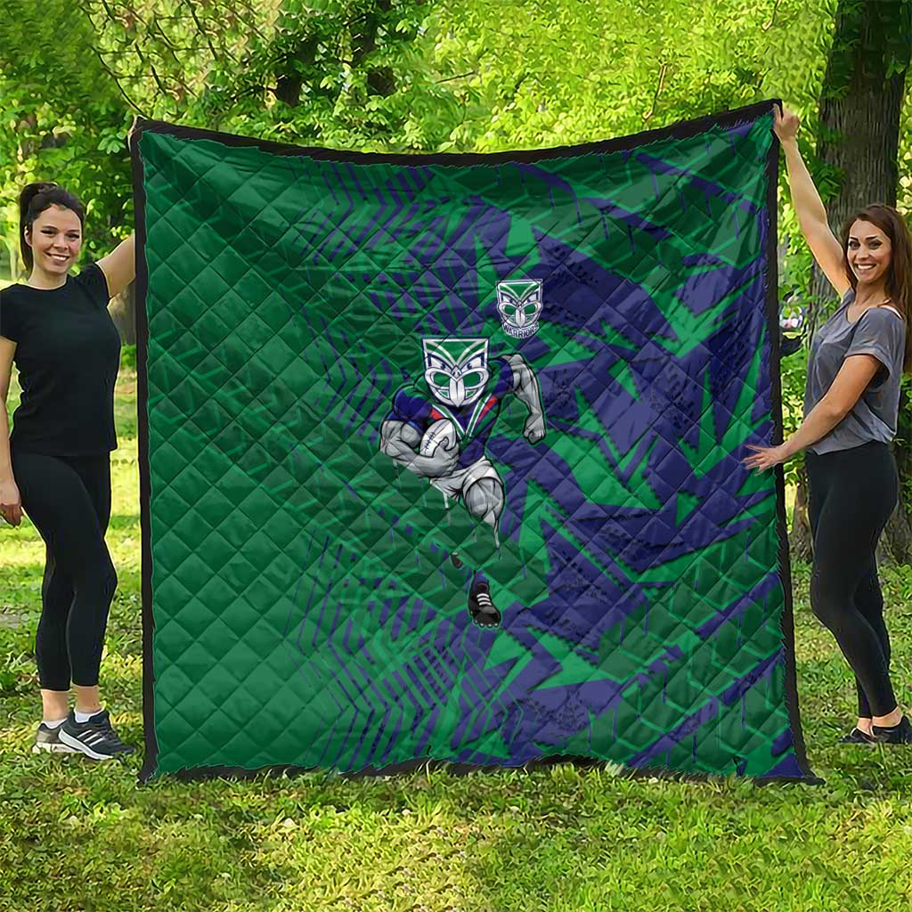 New Zealand Warriors Rugby Quilt Fierce Mascot Geometric Tribal Art