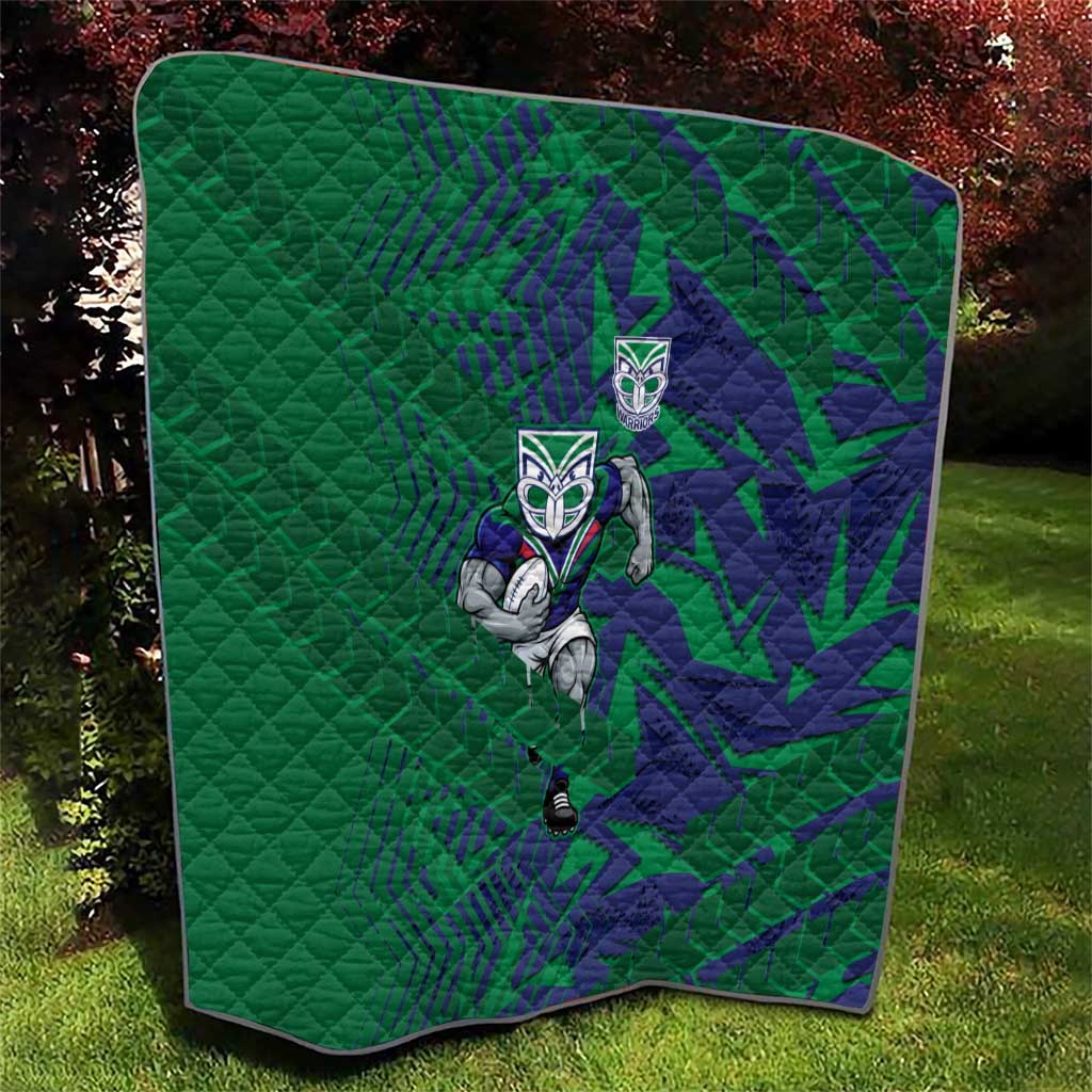 New Zealand Warriors Rugby Quilt Fierce Mascot Geometric Tribal Art