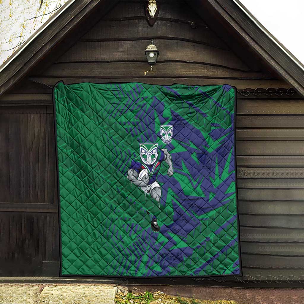New Zealand Warriors Rugby Quilt Fierce Mascot Geometric Tribal Art