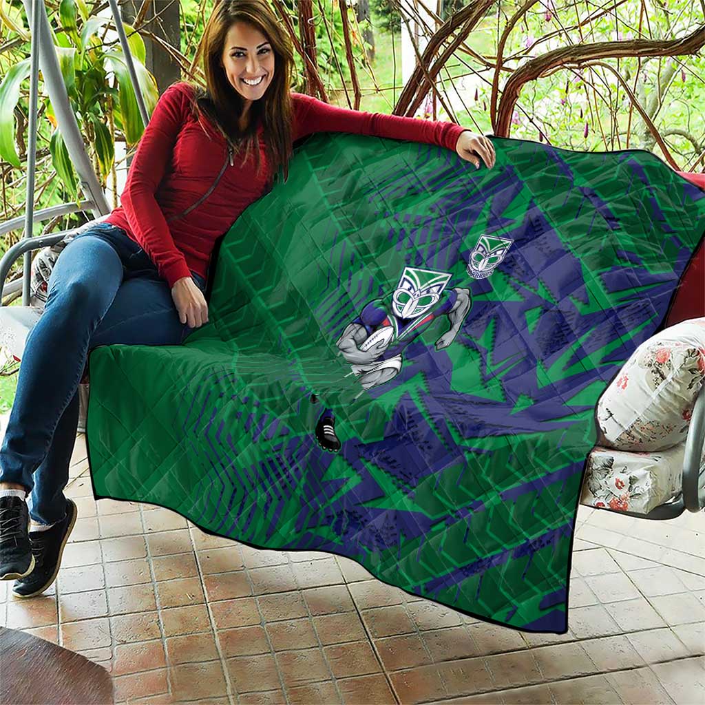 New Zealand Warriors Rugby Quilt Fierce Mascot Geometric Tribal Art
