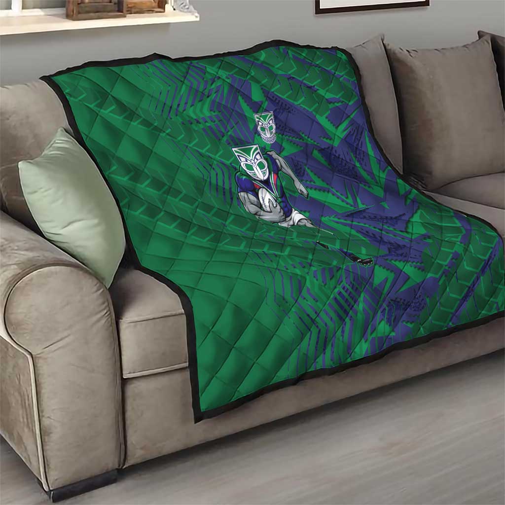 New Zealand Warriors Rugby Quilt Fierce Mascot Geometric Tribal Art