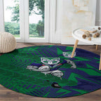 New Zealand Warriors Rugby Round Carpet Fierce Mascot Geometric Tribal Art