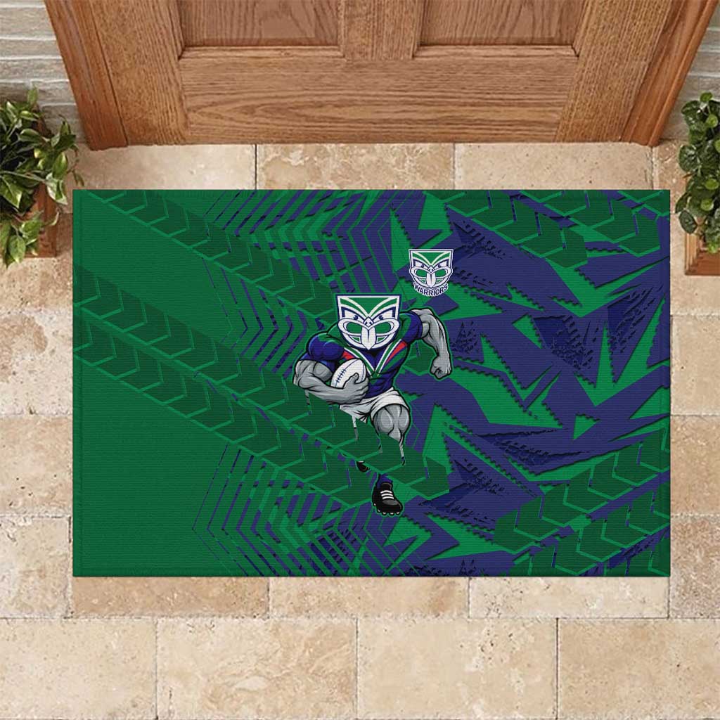 New Zealand Warriors Rugby Rubber Doormat Fierce Mascot Geometric Tribal Art