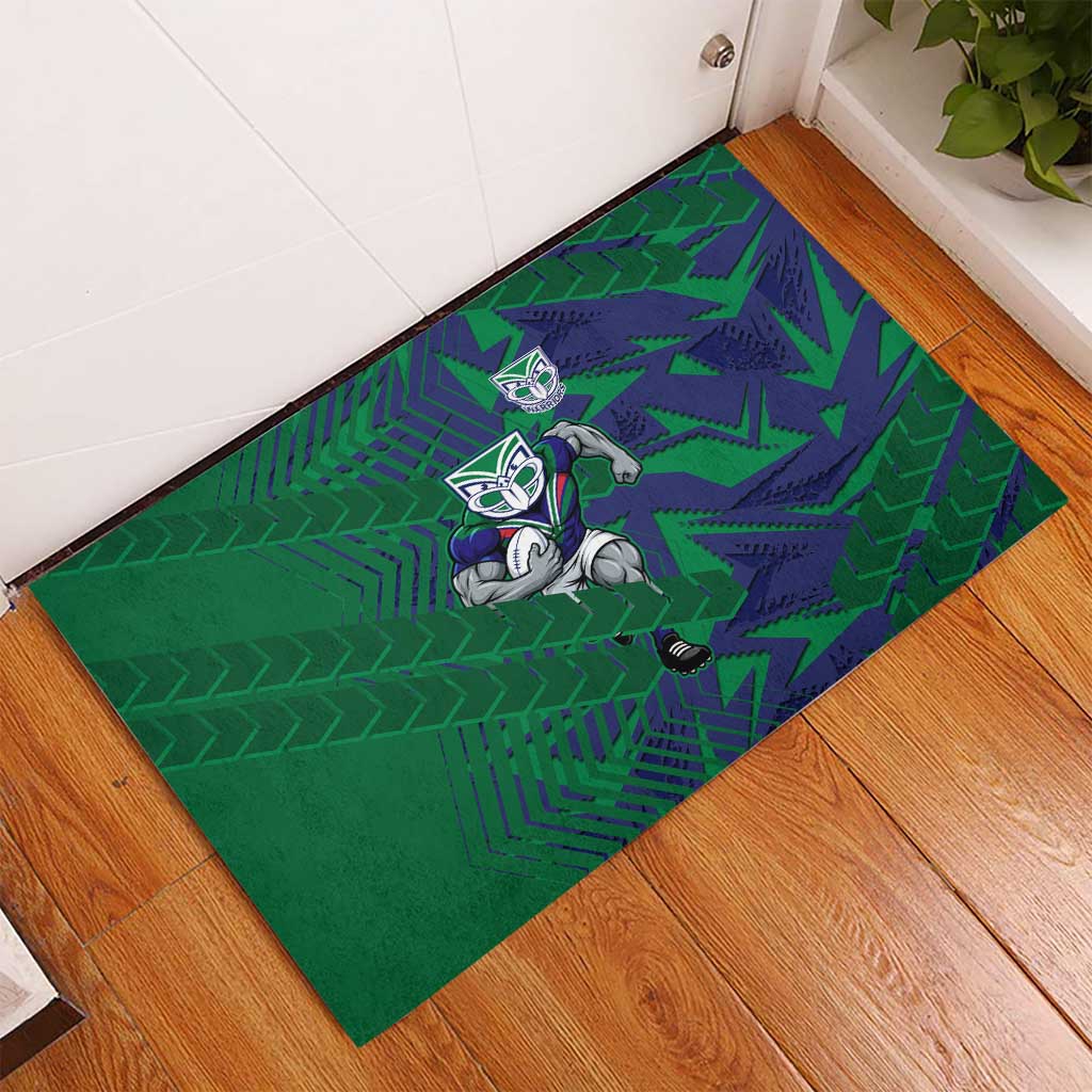 New Zealand Warriors Rugby Rubber Doormat Fierce Mascot Geometric Tribal Art