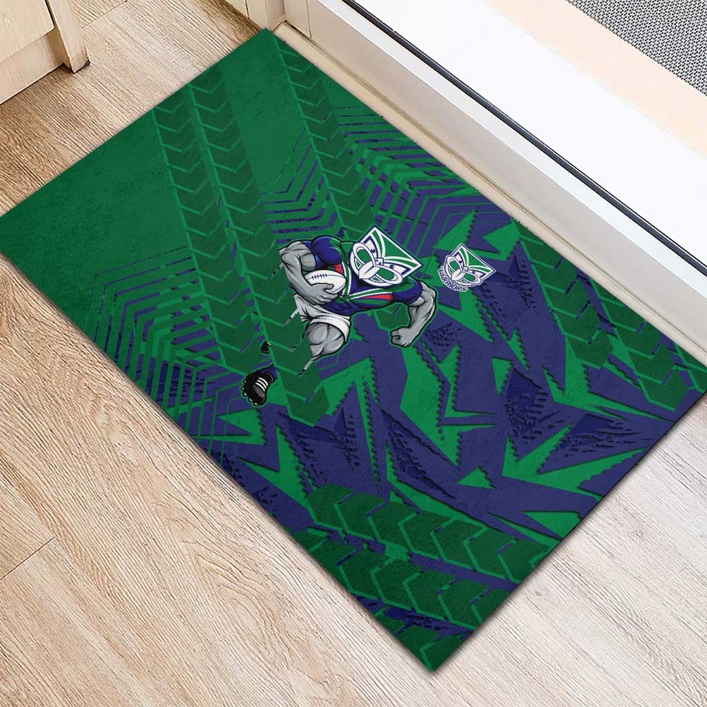 New Zealand Warriors Rugby Rubber Doormat Fierce Mascot Geometric Tribal Art