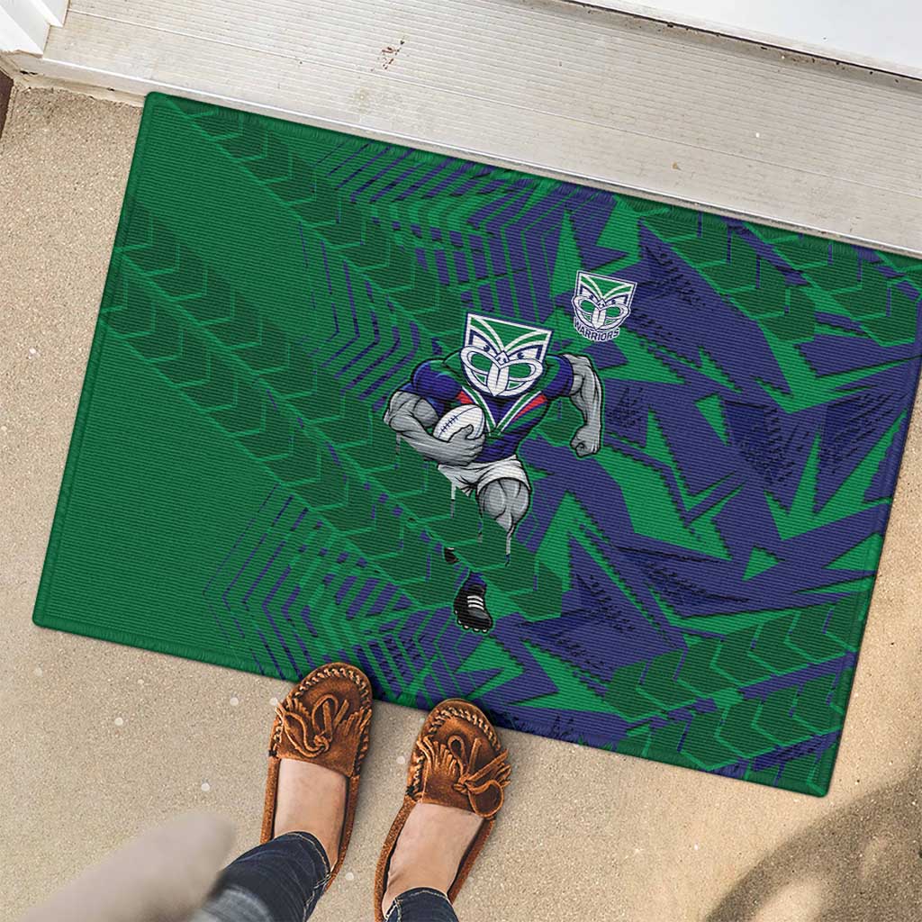 New Zealand Warriors Rugby Rubber Doormat Fierce Mascot Geometric Tribal Art