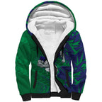 New Zealand Warriors Rugby Sherpa Hoodie Fierce Mascot Geometric Tribal Art