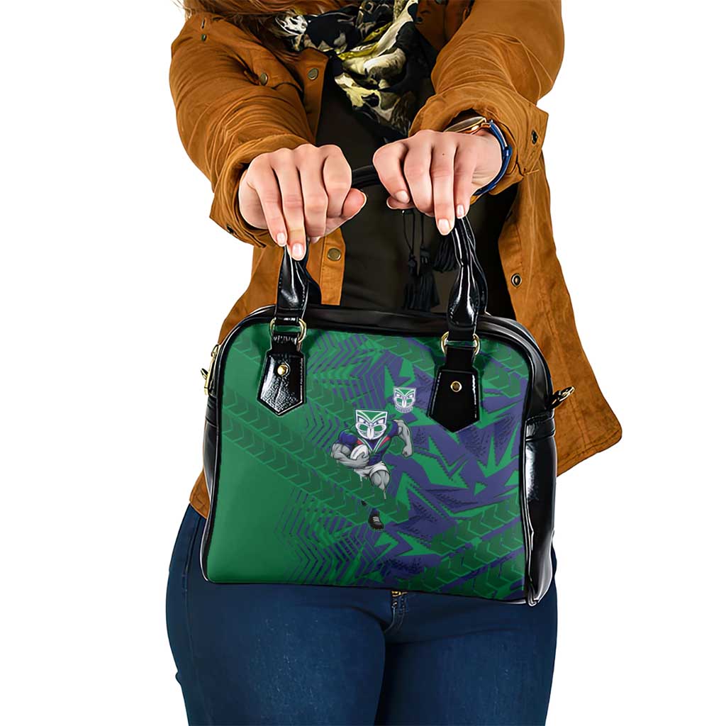 New Zealand Warriors Rugby Shoulder Handbag Fierce Mascot Geometric Tribal Art